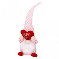 Dan zaljubilja Gnome Plish ELF ukras - jednokratna dekoracija lutka za ukras za Valentines Day Stol Ornament, Valentinovo - ružičasta