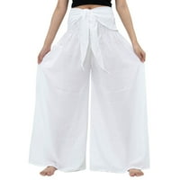 Ležerne prilike sa labavim hlače za žene plus veličine Vintage Print Boho Široke hlače preklopi preko