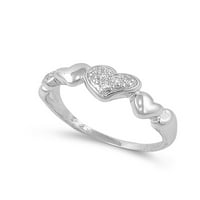 Srce kubični cirkonijski ring Sterling srebrne veličine 5