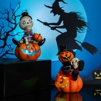 Tsseiatte Halloween Dekoracije Zatvoreni, LED skeletni pukovnički desktop ukrasi Festival Početna Uredski