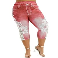 Glonme ženske pantalone salon obrezane hlače Ležerne prilike na plaži Visoki struk Holiday Jeans Loungewear