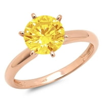 1.5ct okrugli rez žuta simulirana dijamanta 14K 14K ruža Gold Gold Angažman prsten veličine 8,75