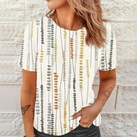 Odeerbi Ženske vrhove Dressy Casual bluza Košulje Erogeni trendi majica okruglih vrata tiskani kratki