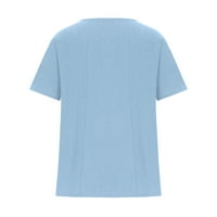 Ljetni vrhovi za ženske ležerne pamučne majice kratkih rukava s prednjim posadom labave pulover majice Comfy bluze