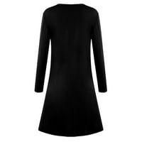 Cuoff haljine ženske jesenske i zimske haljine ležerne majice V- crna l
