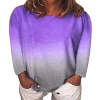 -5XL Ženska majica Kontrast boja okrugli vrat Bluza Casual Slatka gradijent ulična odjeća Pulover modna
