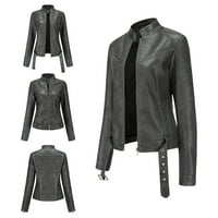 SunhillsGrace Jackets kaputi za žene s dugim rukavima tanka kožna postolja Zip motocikl odijelo za kapute