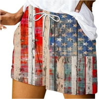 Ženske kratke hlače udobne ljetne vučne vučne kratke hlače za žene za žene Trendy Dan zastava Zastava
