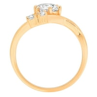 0. CT okrugli rez Clear Simulirani dijamant 18k žuti zlatni gravirajući izjavu godišnjica Angažman vjenčanja
