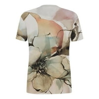 Huachen Womens Ljetni modni casual kratkih rukava cvjetni print Okrugli vrat Pulover Top Bluza
