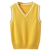 Iiniim Kids Boys Girls V izrez Pleteni uniformni džemper prsluk bez rukava s rukavima s prslukom