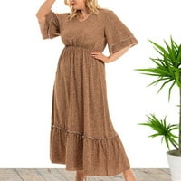 Ljetne haljine za prodaju za žene plus veličine kratkih rukava tiskanje polka tačarska haljina V-izrez