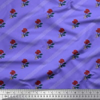 Soimoi Japan Crepe Satin Tkaninar dijagonale pruge, lišće i cvjetna umjetnička ispis tkanina od dvorišta