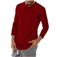 Muška modna casual prednja plaket osnovni dugi rukav Henley majice Classic Solid Color pulover košulje