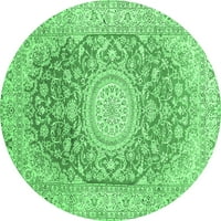 Ahgly Company u zatvorenom okruglom medaljonima smaragdno zelene tradicionalne prostirke, 8 'krug