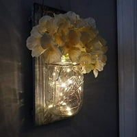 Mason Jar sconce za kućni dekor rustikalne zidne slike sa LED bajkama i svilenim hidrongea cvijećem