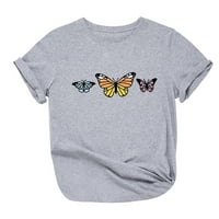 Ženske košulje s kratkim rukavima Ženska modna casual labava leptir Print okrugli vrat Top majica