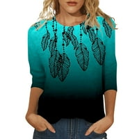 Ženska modna casual Three Quarter rukava Print Okrugli pulover za okrugli vrat Top Bluza