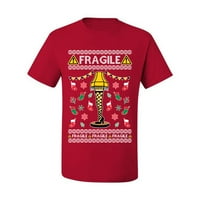 Divlji bobby, fragilna lampa za nogu Movie Ugly Božićni džemper Muška grafički tee, Crvena, X-velika