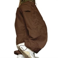 FIOMVA ženske baggy teretne hlače niske struk za crtanje prevelike jogger hlače casual široke padobranske