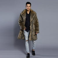 WEFUESD jakne za muškarce Muške zadebljanje duge kaput-jakna -Fur Otiska kardigan Muška odjeća smeđa