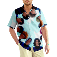 Plavi zaključani znakovi Grafičke havajske majice Top za muškarce, plava brava casual majica kratkih rukava gore Vintage Havajske majice