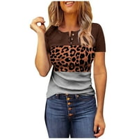 Ženski vrhovi kratkih rukava Bluze Regularne fit T majice Pulover TESES TOPS Leopard Ispis T-majice
