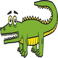 Zelena zabrinuta krokodil životinjski crtani lik zidna umjetnost naljepnica vinilne naljepnice Djevojke