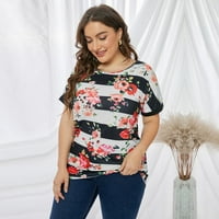 Toyella Europska i američka plus veličina Ženska odjeća Ljeto Novo Ležerno tiskovina Striped T-majica