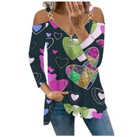 Prodaja Ženska majica za Valentinovo Polu patentni zatvarač V-izrez Wines Pleated Clod ramena bluza