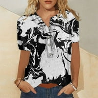 Majice za žene za žene Ležerne prilike kratkih rukava Summer Trendy tiskani gumb izrezan bluze