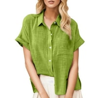 Košulje za žene Ljeto Novo dame labave bluze pamuk i rever valjani majica s kratkim rukavima majica