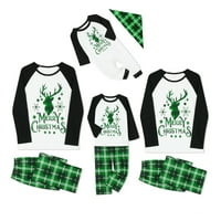 Suanret Božićna porodica Pajamas Podudarni setovi s dugim rukavima Elk Grafički vrhovi plairani hlače za spavanje kućna odjeća PJS Green Mom-XL