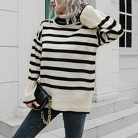 Applayy džemperi za žensko čišćenje tiskane turtleneck dugih rukava modni pulover casual zimski džemperi za žene bež veličine l