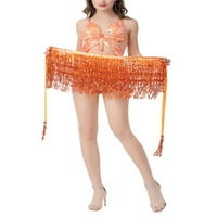 Voguele žene kratke suknje visoki struk mini suknje tassel hip šal na plaži Outfit casual narančasta