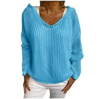 Ženski džemper V izrez dugih rukava pulover Duks lagani pleteni džemperi
