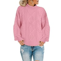 Džemper za žene za žene Dame debele linije Poluurtleneck Solid Color Modni Ležerni pleteni ženski vrhovi