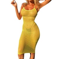 Ženski bikini pokriva Spaghetti remen izdubljeni Bodycon plaža Coverup haljina od punog kupaća kupaći