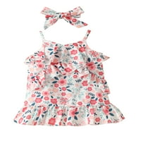 Meihuida Baby Girl Ljeto odijelo bez rukava cvjetna ruba haljina + traka za glavu