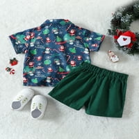 Peyakidsaa Toddler Baby Boys Child Santa Ispis gumb T-Majica Top Short Halts Set outfits