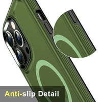 za iPhone Pro ma čvrsta magnetska futrola Hybrid + TPU otporan na udarce Kompatibilan sa magsafe laganom četkom otpornom na ogrebotine za iPhone Pro max, zelena