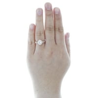 10k Rose Gold Oval morgatit i dijamantni prsten za suzanje i halo zaručnički prsten 1. TCW