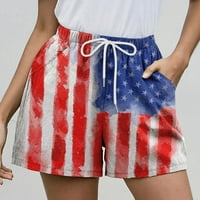 Booker Dan neovisnosti Žene Američke zastava Kratke hlače Uzorak Ležerne prilike elastične struke Kratke