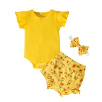 Bullpiano novorođenče od novorođenčadi za djecu za djecu Romper Hotcres postavio je cvjetne ljetne odjeće Slatka dječja odjeća Set 12- mjeseci