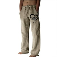 Yuwull muške pantalone Ljetne hlače, muške ljetne hlače za široke noge tiskane čipke ubrzave ležerne