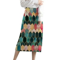 FVWitlyh traper suknja ženska casual midi suknja visoke strukske kockice kože duljine koljena sa džepom