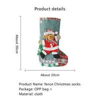 Multitrast Božićni veliki čarape, rustikalne čarape za kamin sa 3D Santa, Snowman, Reindeer, medvjed za dom