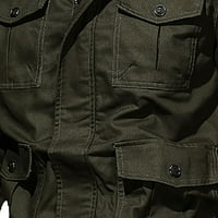 Muška jakna s dugim rukavima s dugim rukavima kratka jakna od pune boje casun i zimski alat za vjetrovito