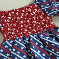 4. jula Djevojčica za bebe Ljeto odijelo Američka zastava Romper kratki rukav ruched romper haljina s dnevnim odjećom za glavu