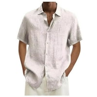 Muška pamučna posteljina Henley majica casual gumb niz kratkih rukava Tropske košulje ljetne plaže T